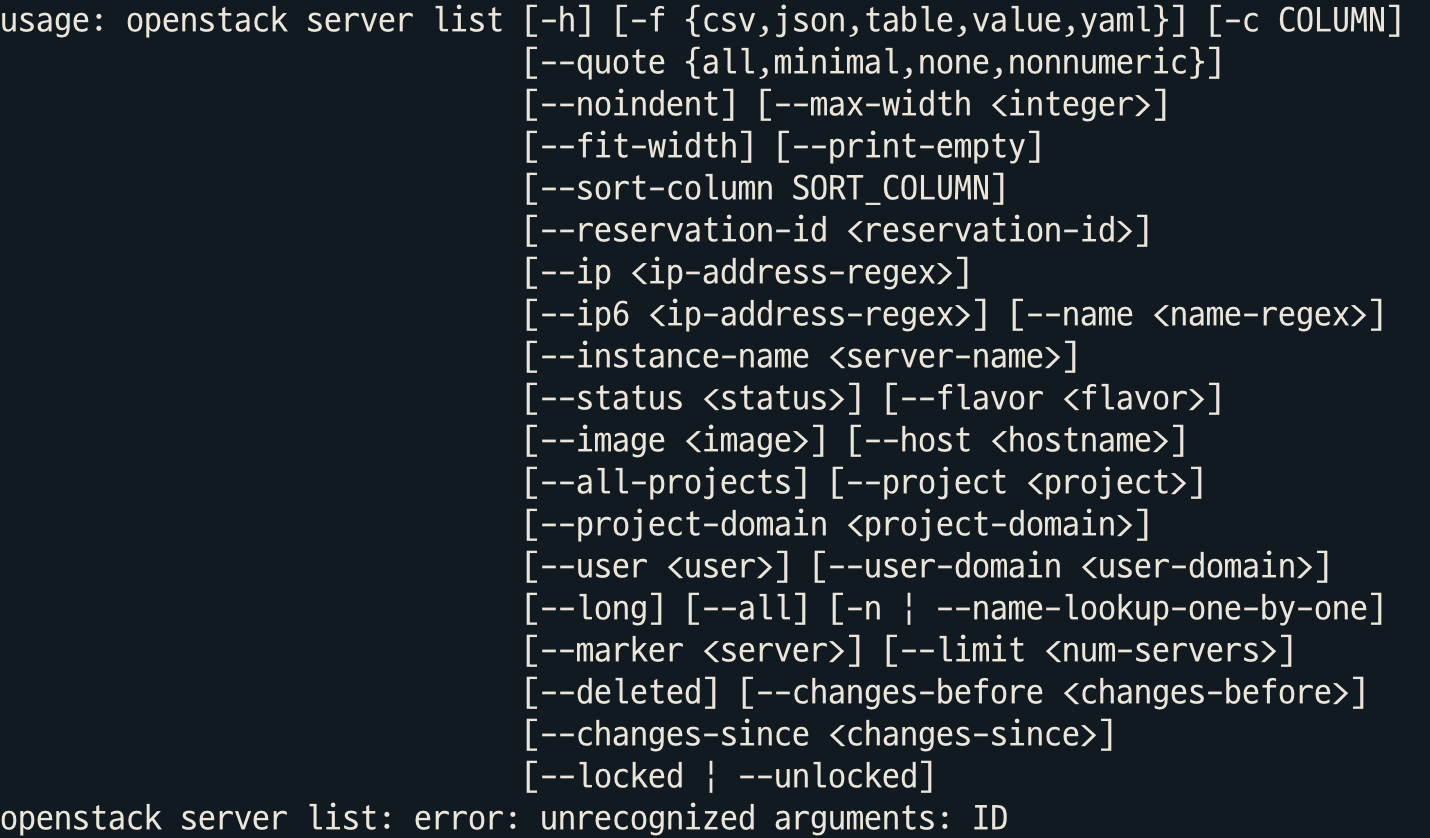 openstack-server-list–c-Name,ID